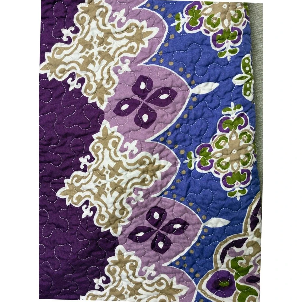 Purple Bohemian Quilted Comforter Set with 2 Shams 85